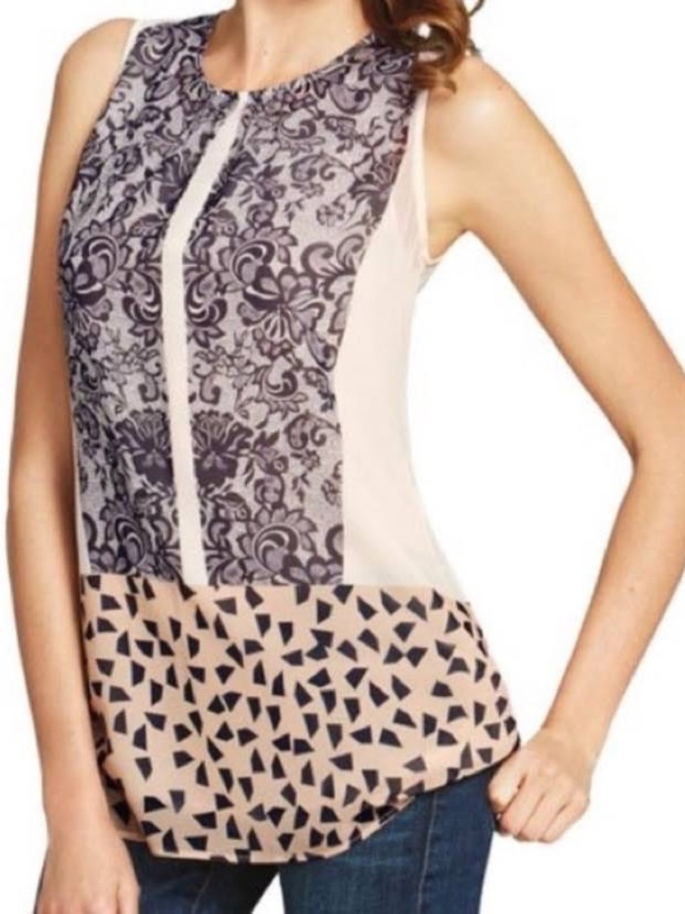 CAbi Rosewater & White Ladylike Tunic Style 938